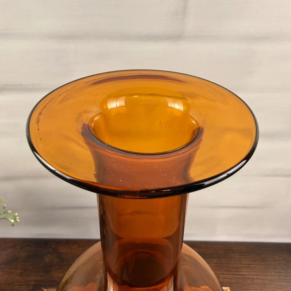 Holmegaard Otto Brauer Gulvvase Amber Glass Vase Denmark Mid Century 12.5